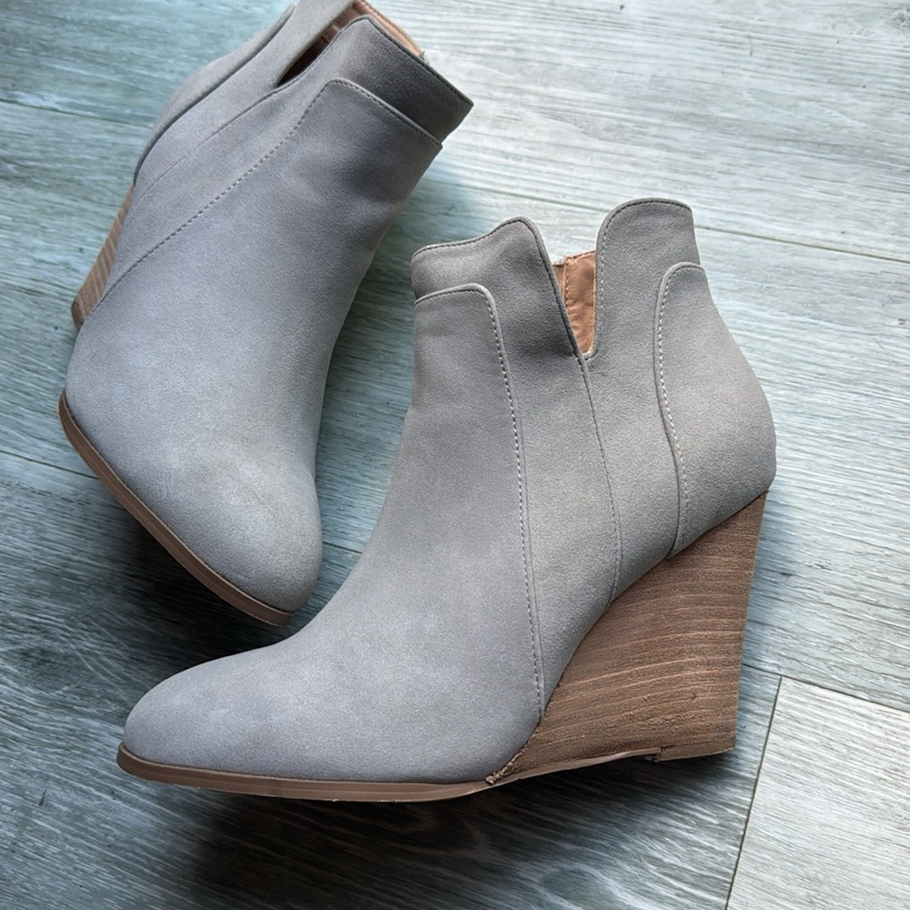 Ccocci Grey Wedge Booties Size 10 - image 2